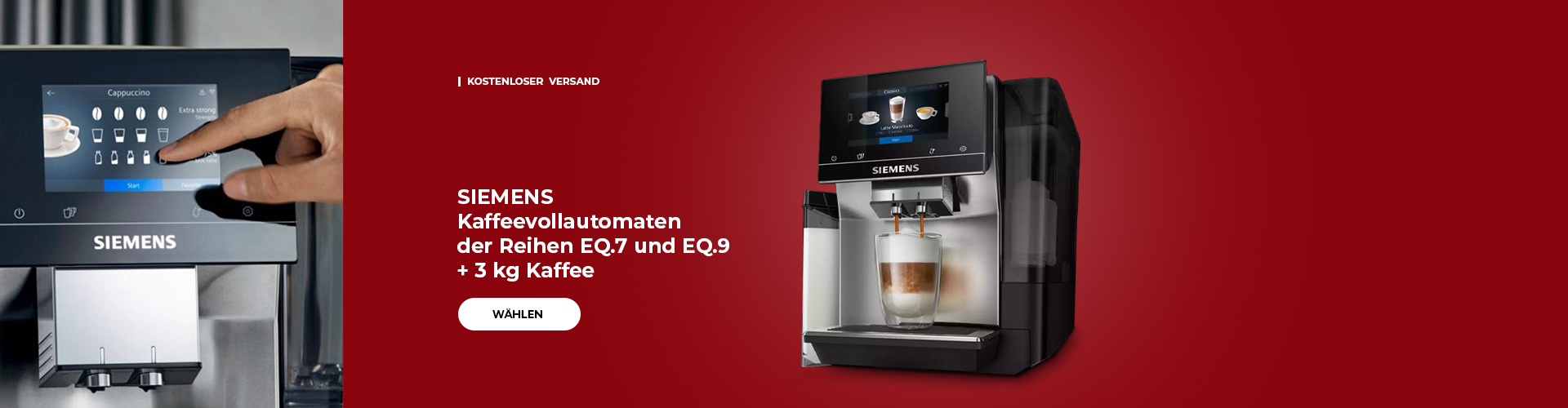 SIEMENS Kaffeevollautomaten der Reihen EQ.7 und EQ.9 + 3 kg Kaffee