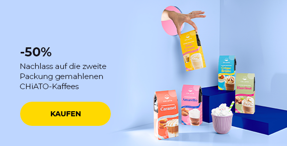 -50% auf die zweite Packung gemahlenen CHiATO-Kaffees