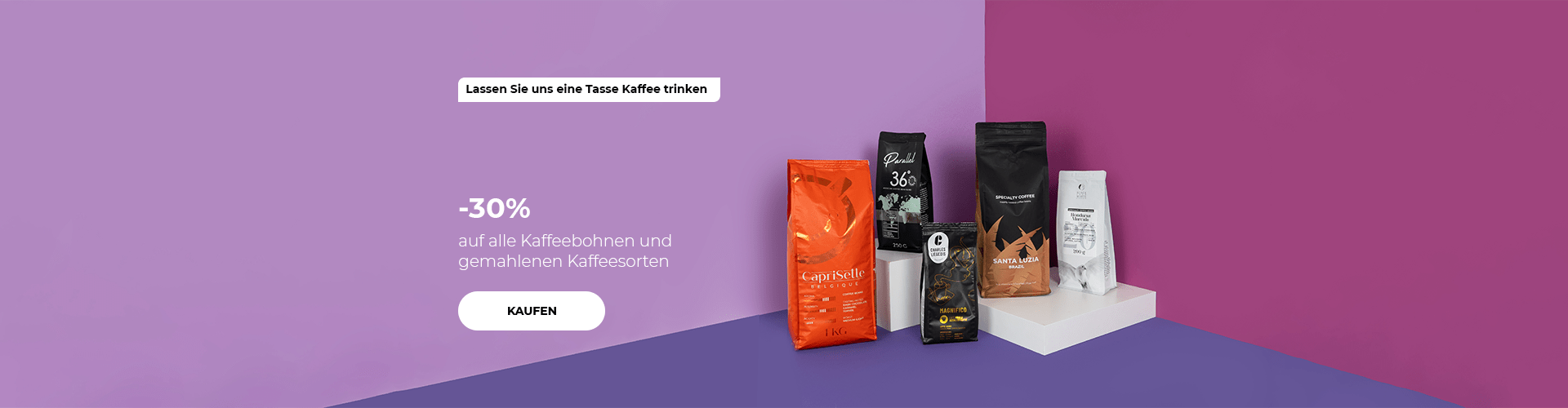 -30% auf alle Kaffeebohnen und gemahlenen Kaffeesorten