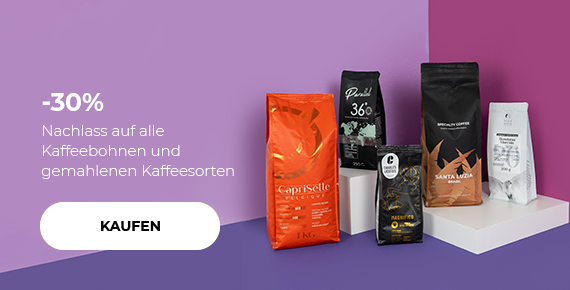 -30% auf alle Kaffeebohnen und gemahlenen Kaffeesorten