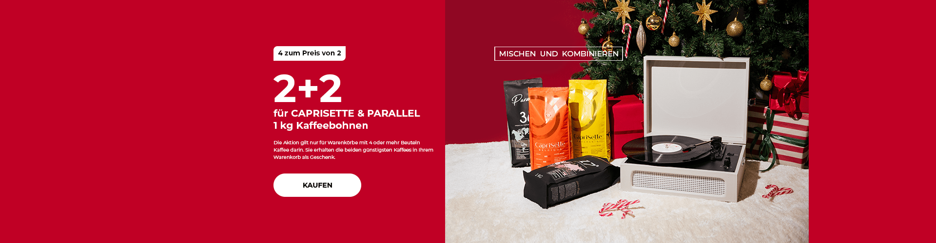 2+2 für CAPRISETTE & PARALLEL 1 kg Kaffeebohnen